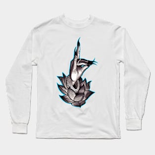 Lotus hand Teal Long Sleeve T-Shirt